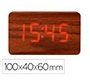 Reloj q-connect sobremesa digital acabado madera luz roja 100x40x60mm