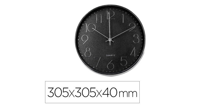 Reloj q-connect de pared analogico plateado silencioso 305x305x40mm