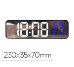 Reloj q-connect de pared y sobremesa digital con temperatura 230x35x70 mm