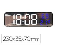 Reloj q-connect de pared y sobremesa digital con temperatura 230x35x70 mm