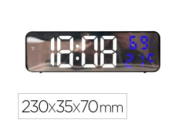 Reloj q-connect de pared y sobremesa digital con temperatura 230x35x70 mm
