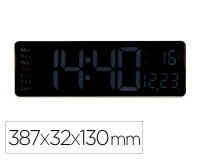 Reloj q-connect de pared y sobremesa digital con temperatura y mando a distancia 387x32x130 mm