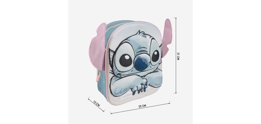 Mochila infantil 3d aplicaciones stitch 220x270x100 mm