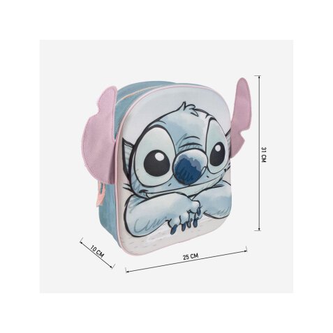 Mochila infantil 3d aplicaciones stitch 220x270x100 mm