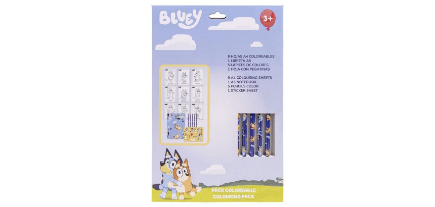 Set de papeleria coloreable bluey