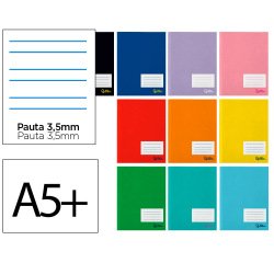 Libreta liderpapel smart a5 plus 32 hojas 75gr pauta 4 3.5mm con margen colores surtidos