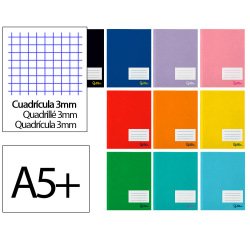 Libreta liderpapel smart a5 plus 32 hojas 75gr cuadro 3mm con margen colores surtidos