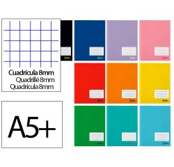 Libreta liderpapel smart a5 plus 32 hojas 75gr cuadro 8mm con margen colores surtido