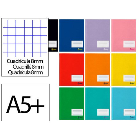 Libreta liderpapel smart a5 plus 32 hojas 75gr cuadro 8mm con margen colores surtido