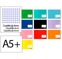 Libreta liderpapel smart a5 plus 32h 75gr apaisado cuadro 4 mm con margen colores surtidos