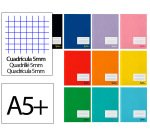 Libreta liderpapel smart a5 plus 48 hojas 75gr cuadro 5mm con margen colores surtidos