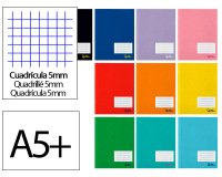 Libreta liderpapel smart a5 plus 48 hojas 75gr cuadro 5mm con margen colores surtidos