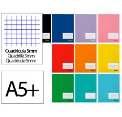 Libreta liderpapel smart a5 plus 48 hojas 75g/m2 cuadro 5mm con margen colores surtido