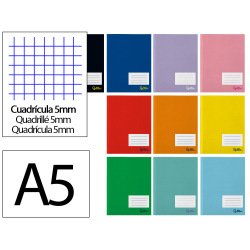 Libreta liderpapel smart a5 plus 48 hojas 75g/m2 cuadro 5mm con margen colores surtido