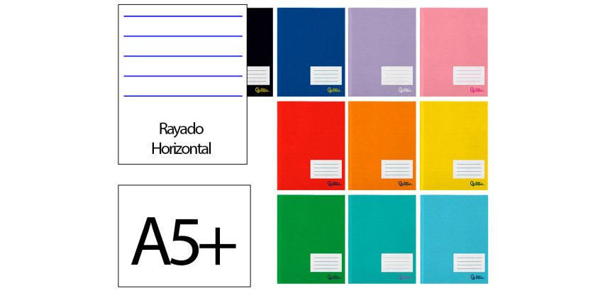 Libreta liderpapel smart a5 plus 48 hojas 75gr horizontal doble margen colores surtidos