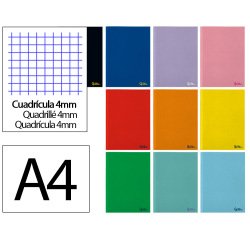 Libreta liderpapel smart a4 48 hojas 75g/m2 cuadro 4mm con margen colores surtidos