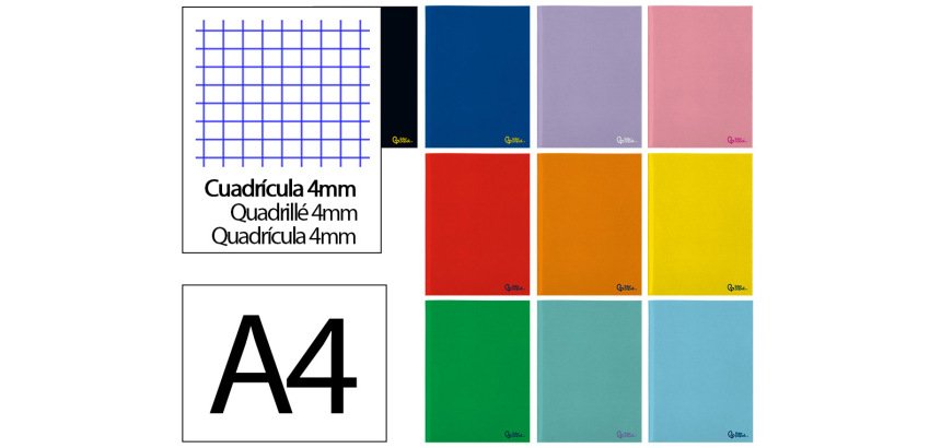 Libreta liderpapel smart a4 48 hojas 75gr cuadro 4mm con margen colores surtidos