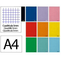 Libreta liderpapel smart a4 48 hojas 75gr cuadro 5mm con margen colores surtidos