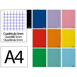 Libreta liderpapel smart a4 48 hojas 75g/m2 cuadro 5mm con margen colores surtidos