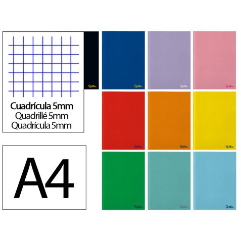 Libreta liderpapel smart a4 48 hojas 75g/m2 cuadro 5mm con margen colores surtidos