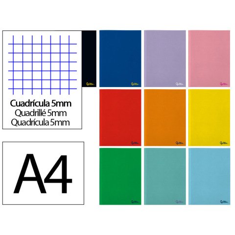Libreta liderpapel smart a4 48 hojas 75gr cuadro 5mm con margen colores surtidos