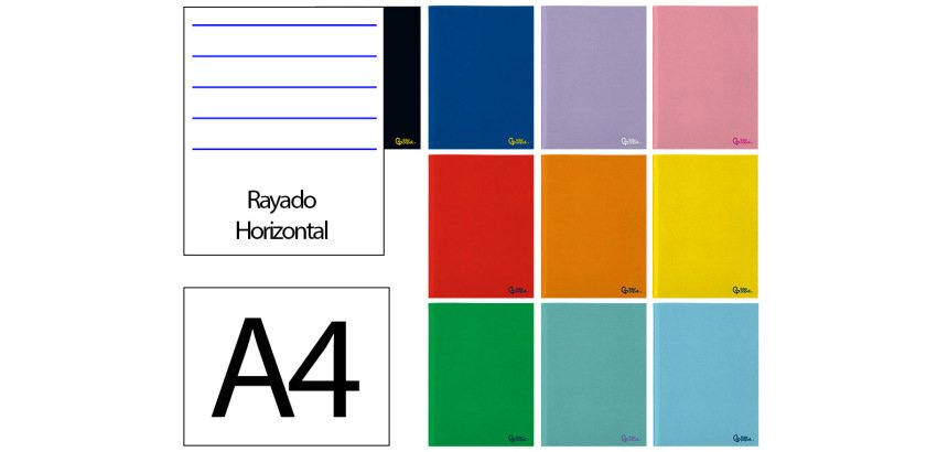 Libreta liderpapel smart a4 48 hojas 75gr horizontal con doble margen colores surtidos