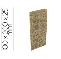 Sobre papel basika kraft reciclado con fuelle estampado libreria tamaño xxs 100x200 mm paquete de 25 unidades
