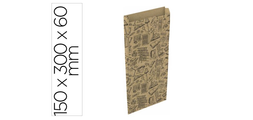 Sobre papel basika kraft reciclado con fuelle estampado libreria tamaño s 150x300 mm paquete de 25 unidades