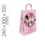 Bolsa para regalo basika papel celulosa 90 g minnie con asa retorcida tamaño s 240x100x320mm
