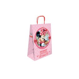 Bolsa para regalo basika papel celulosa 90 gr minnie con asa retorcida tamaño s 240x100x320mm