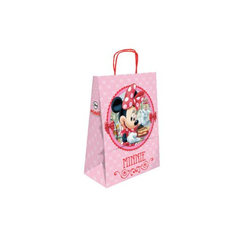 Bolsa para regalo basika papel celulosa 90 gr minnie con asa retorcida tamaño s 240x100x320mm