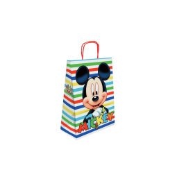 Bolsa para regalo basika papel celulosa 90 gr mickey con asa retorcida tamaño s 240x100x320mm