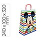Bolsa para regalo basika papel celulosa 90 g mickey con asa retorcida tamaño s 240x100x320mm