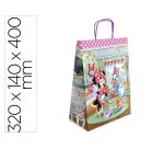 Bolsa para regalo basika papel celulosa 90 g minnie con asa retorcida tamaño l 320x140x400 mm