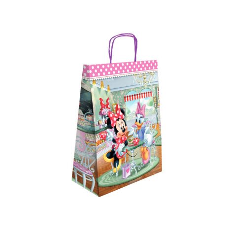 Bolsa para regalo basika papel celulosa 90 gr minnie con asa retorcida tamaño l 320x140x400 mm