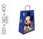 Bolsa para regalo basika papel celulosa 90 g mickey con asa retorcida tamaño l 320x140x400 mm