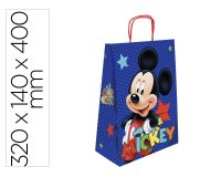Bolsa para regalo basika papel celulosa 90 g mickey con asa retorcida tamaño l 320x140x400 mm