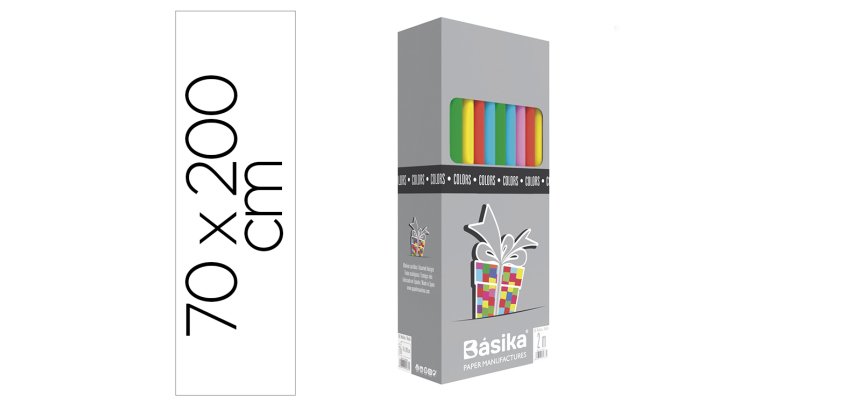 Papel de regalo basika 10 colores rollo ancho 70 cm longitud 2 m colores surtidos gramaje 60 g