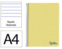 Cuaderno espiral liderpapel a4 wonder tapa plastico 80h 90gr rayado horizontal con margen color amarillo