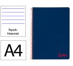 Cuaderno espiral liderpapel a4 wonder tapa plastico 80h 90gr rayado horizontal con margen color azul marino