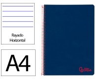 Cuaderno espiral liderpapel a4 wonder tapa plastico 80h 90gr rayado horizontal con margen color azul marino