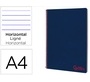 Cuaderno espiral liderpapel a4 wonder tapa plastico 80h 90gr rayado horizontal con margen color azul marino