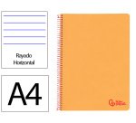 Cuaderno espiral liderpapel a4 wonder tapa plastico 80h 90gr rayado horizontal con margen color naranja