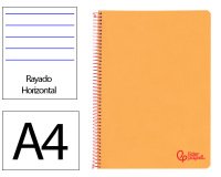 Cuaderno espiral liderpapel a4 wonder tapa plastico 80h 90gr rayado horizontal con margen color naranja
