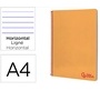 Cuaderno espiral liderpapel a4 wonder tapa plastico 80h 90gr rayado horizontal con margen color naranja