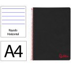 Cuaderno espiral liderpapel a4 wonder tapa plastico 80h 90gr rayado horizontal con margen color negro