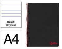 Cuaderno espiral liderpapel a4 wonder tapa plastico 80h 90gr rayado horizontal con margen color negro