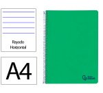Cuaderno espiral liderpapel a4 wonder tapa plastico 80h 90gr rayado horizontal con margen color verde oscuro