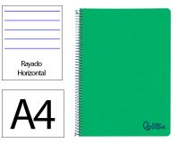 Cuaderno espiral liderpapel a4 wonder tapa plastico 80h 90gr rayado horizontal con margen color verde oscuro