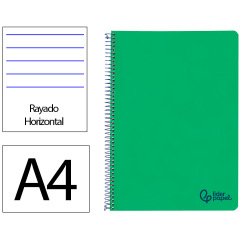 Cuaderno espiral liderpapel a4 wonder tapa plastico 80h 90gr rayado horizontal con margen color verde oscuro